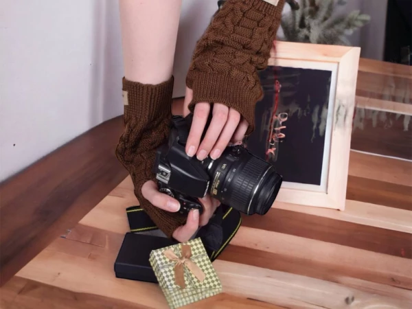 Ugg Fingerless Gloves w/ Sherpa Trim-Chocolate