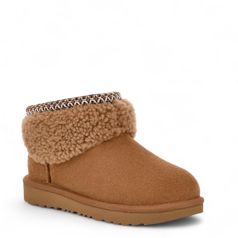 Ugg Classic Ultra Mini Maxi Curly Boot - Chestnut