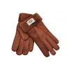 Женские Меховые Перчатки Ugg Красные Кожаные (03)