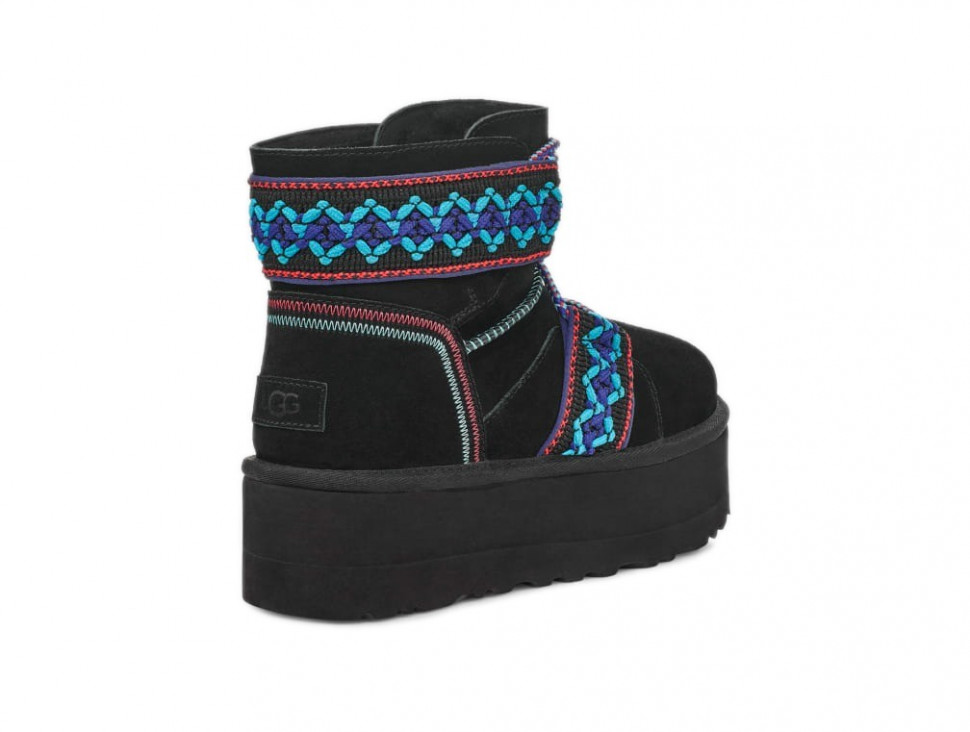 UGG WOMEN MINI BRAID PLATFORM BLACK