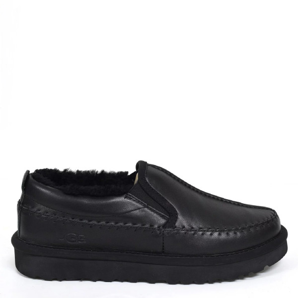 Ugg Stitch Slip Leather Black