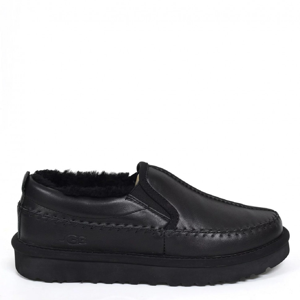 Ugg Stitch Slip Leather Black