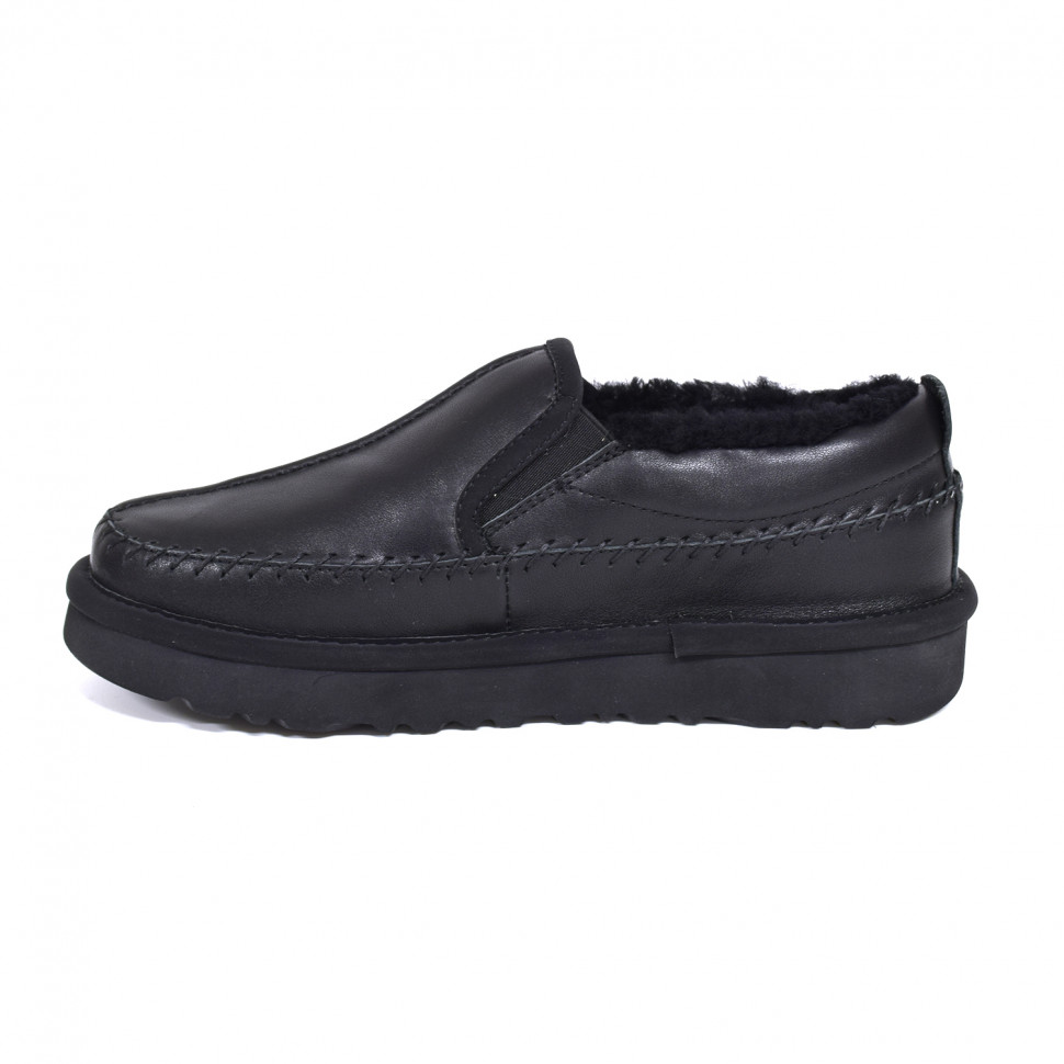 Ugg Stitch Slip Leather Black
