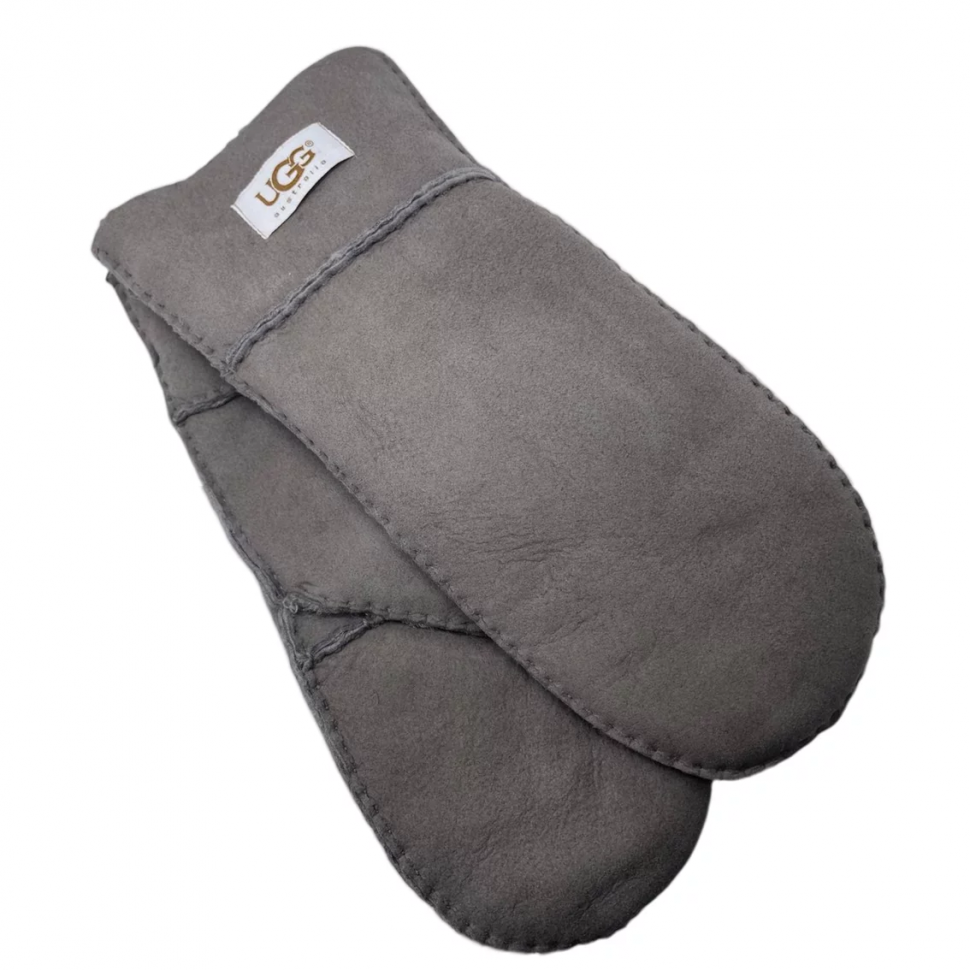 Женские Прямые Варежки Ugg Серые Замшевые (16)