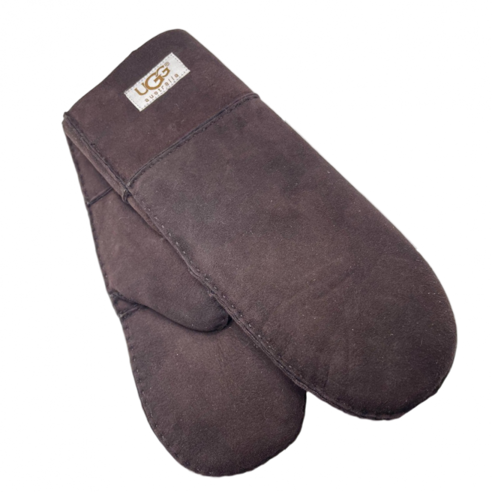 Женские Прямые Варежки Ugg Шоколадные Замшевые (17)